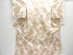 色紙に花唐草模様織り出し手織り紬着物